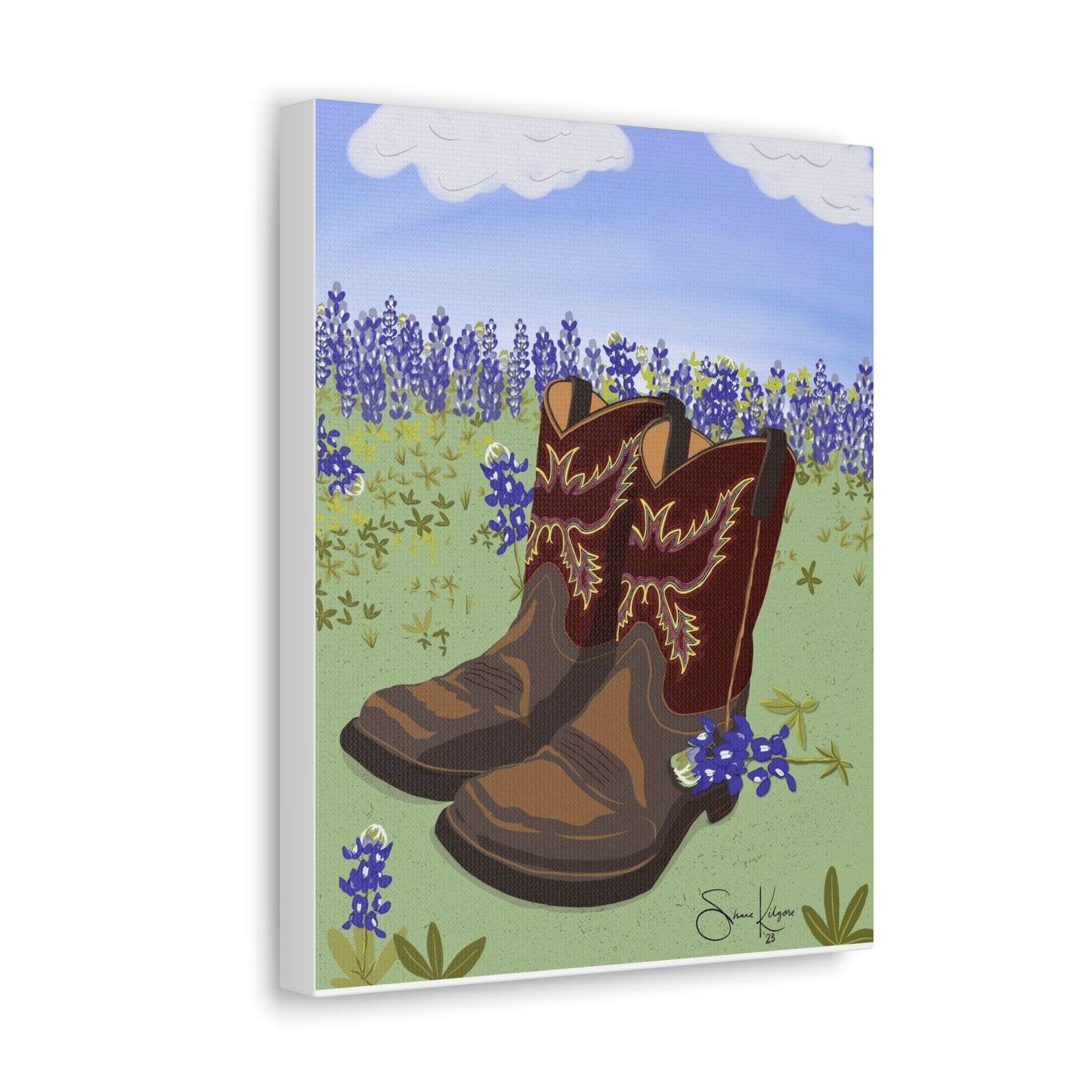 Boots in Bluebonnets on Canvas