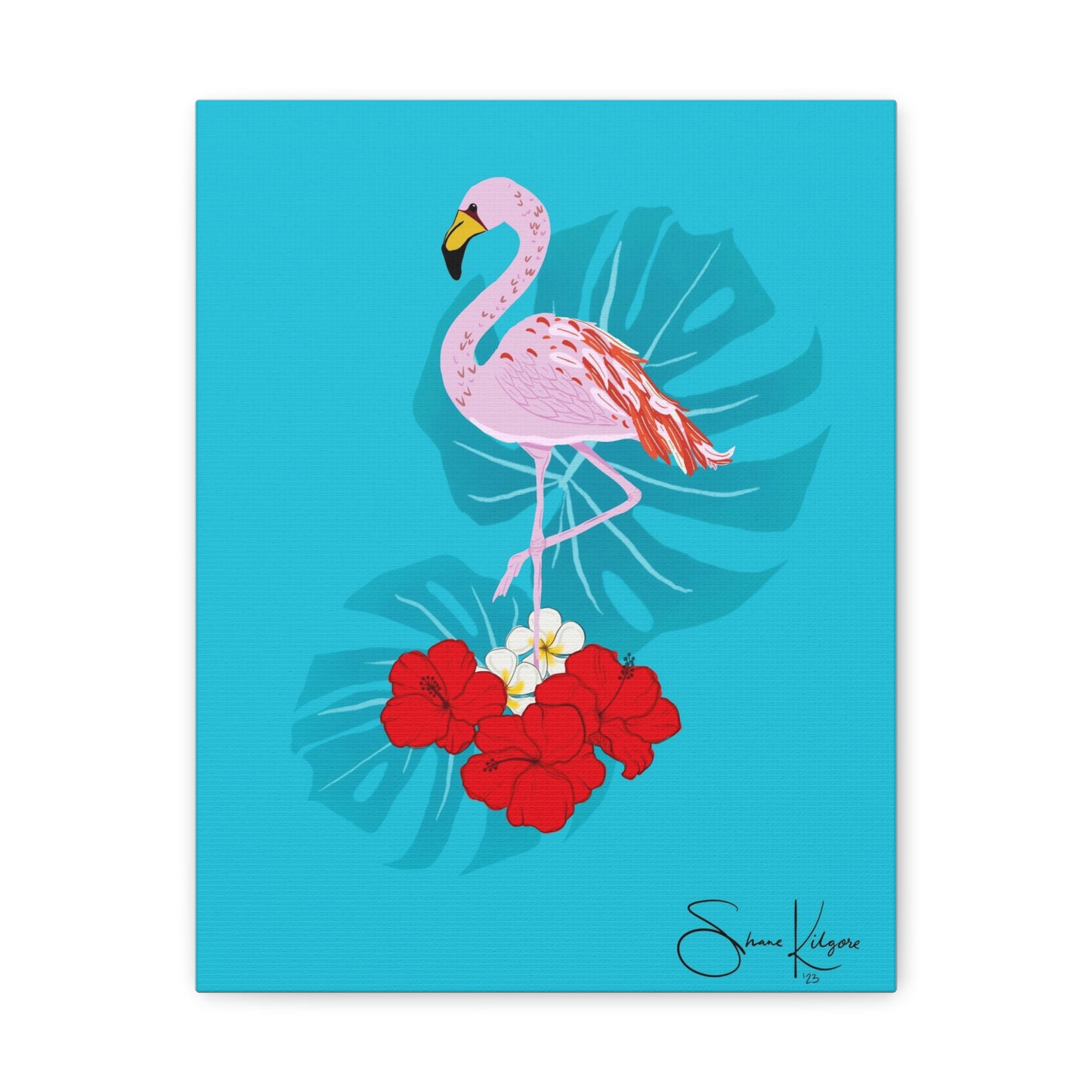 Tropical Flamingo on Canvas