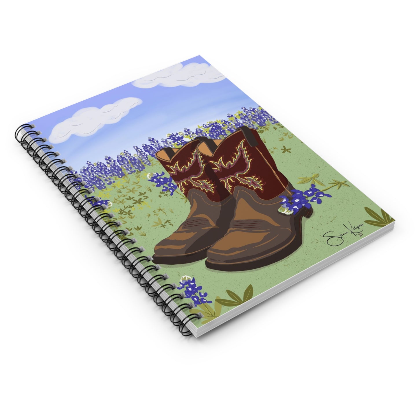 Boots in Bluebonnets Spiral Notebook - Ruled Line