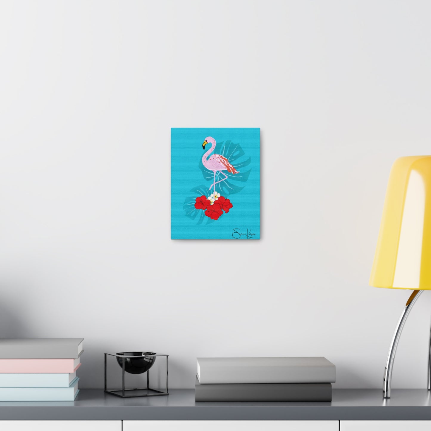 Tropical Flamingo on Canvas