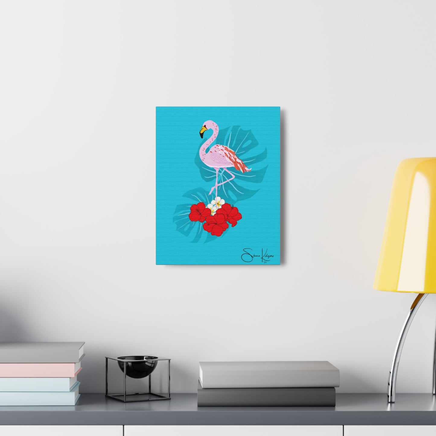 Tropical Flamingo on Canvas