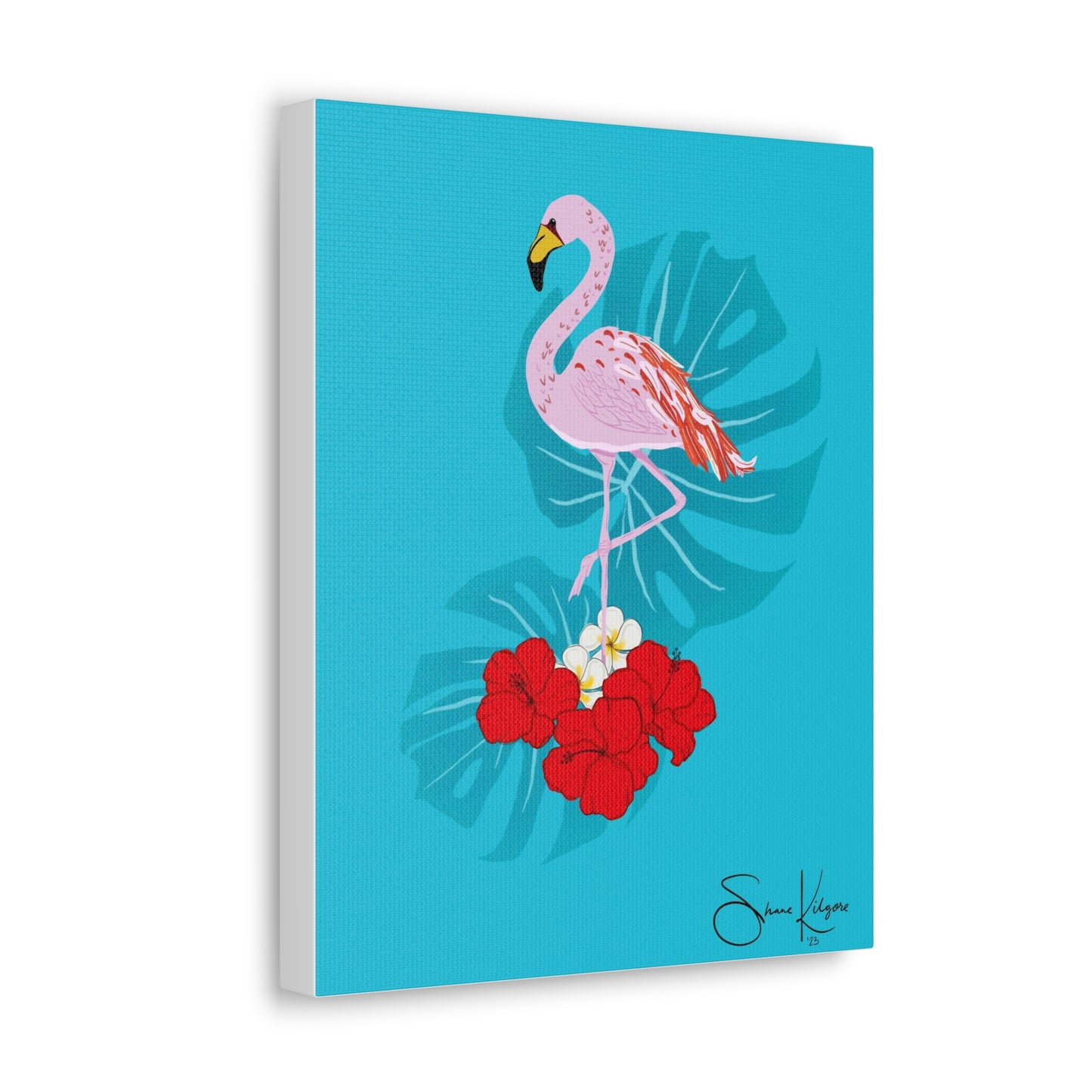 Tropical Flamingo on Canvas