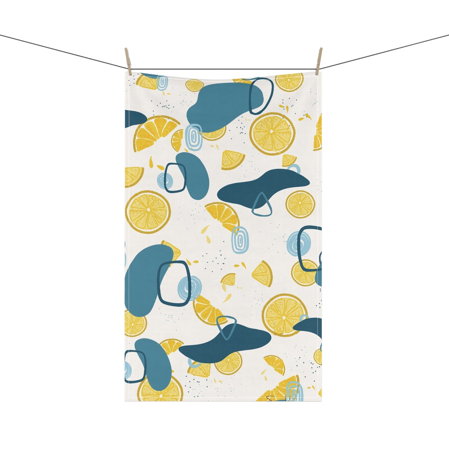 Lemon Teal Kitchen Towel