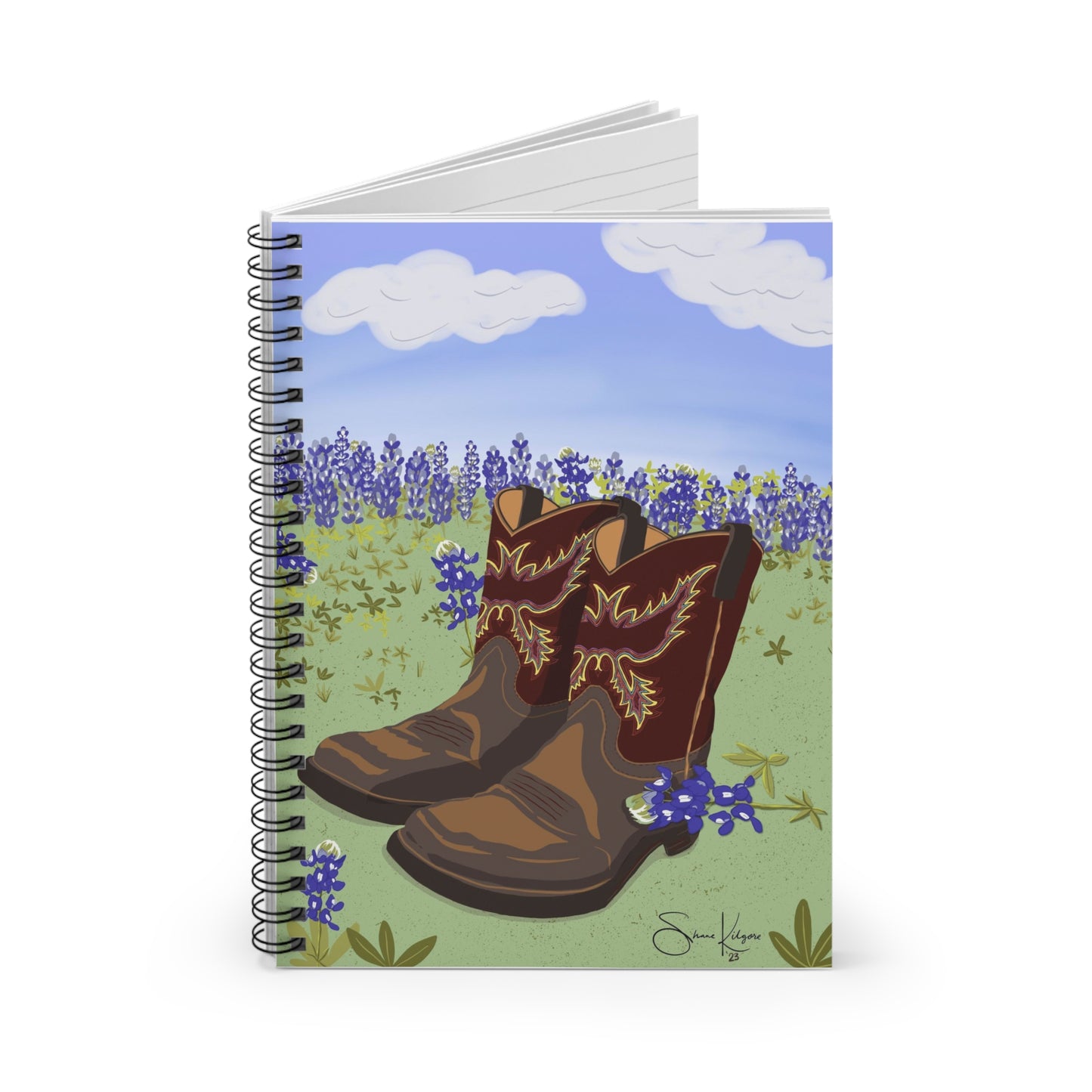 Boots in Bluebonnets Spiral Notebook - Ruled Line