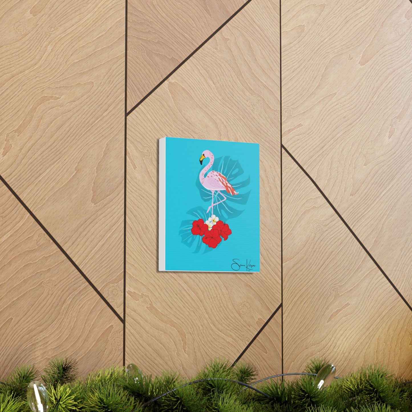 Tropical Flamingo on Canvas