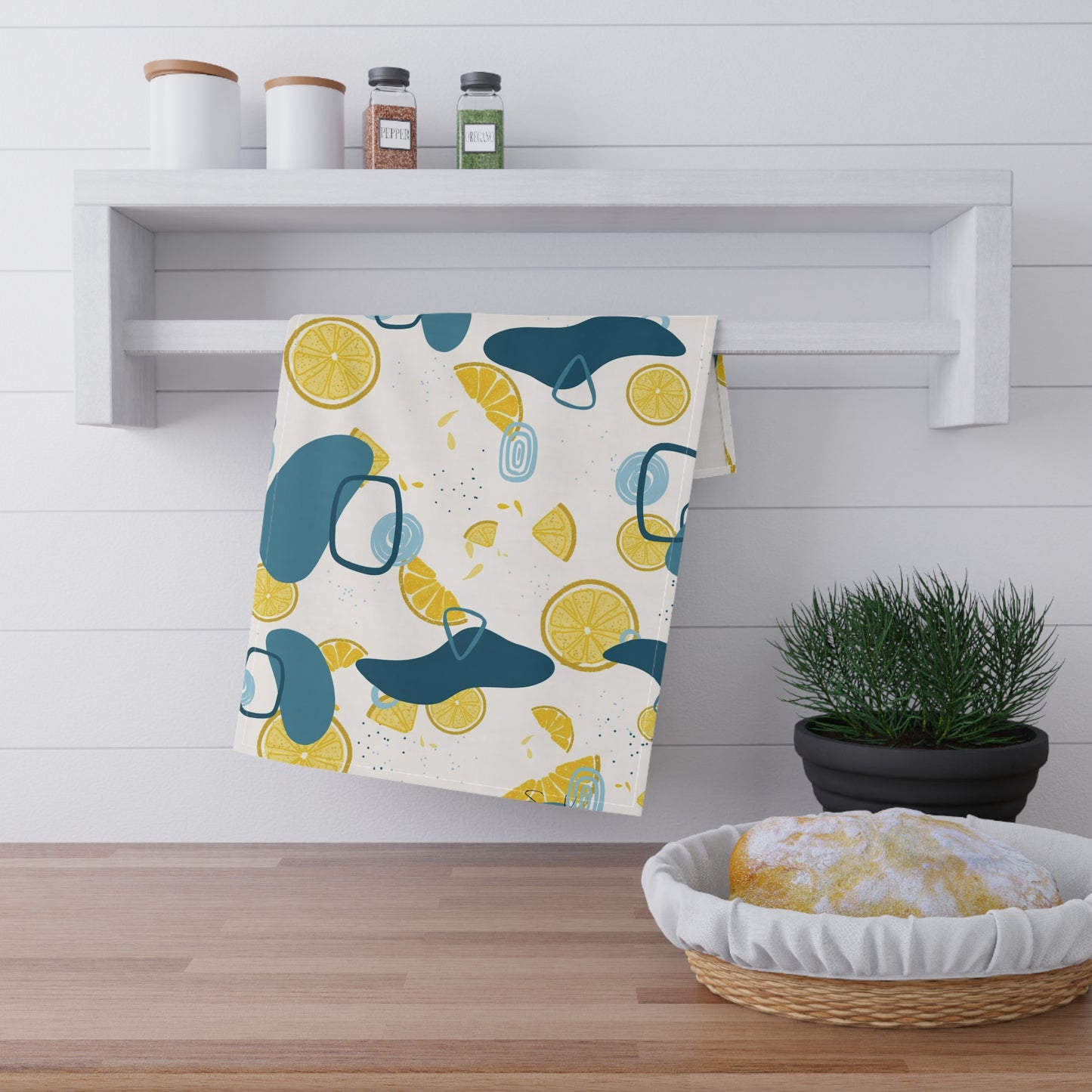 Lemon Teal Kitchen Towel