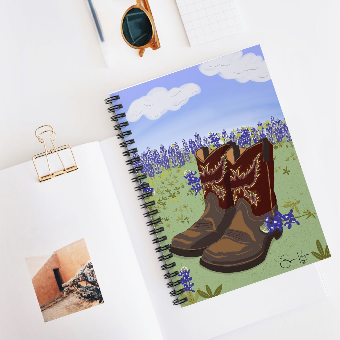 Boots in Bluebonnets Spiral Notebook - Ruled Line