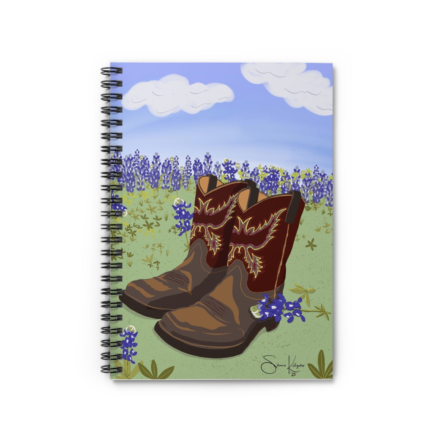 Boots in Bluebonnets Spiral Notebook - Ruled Line