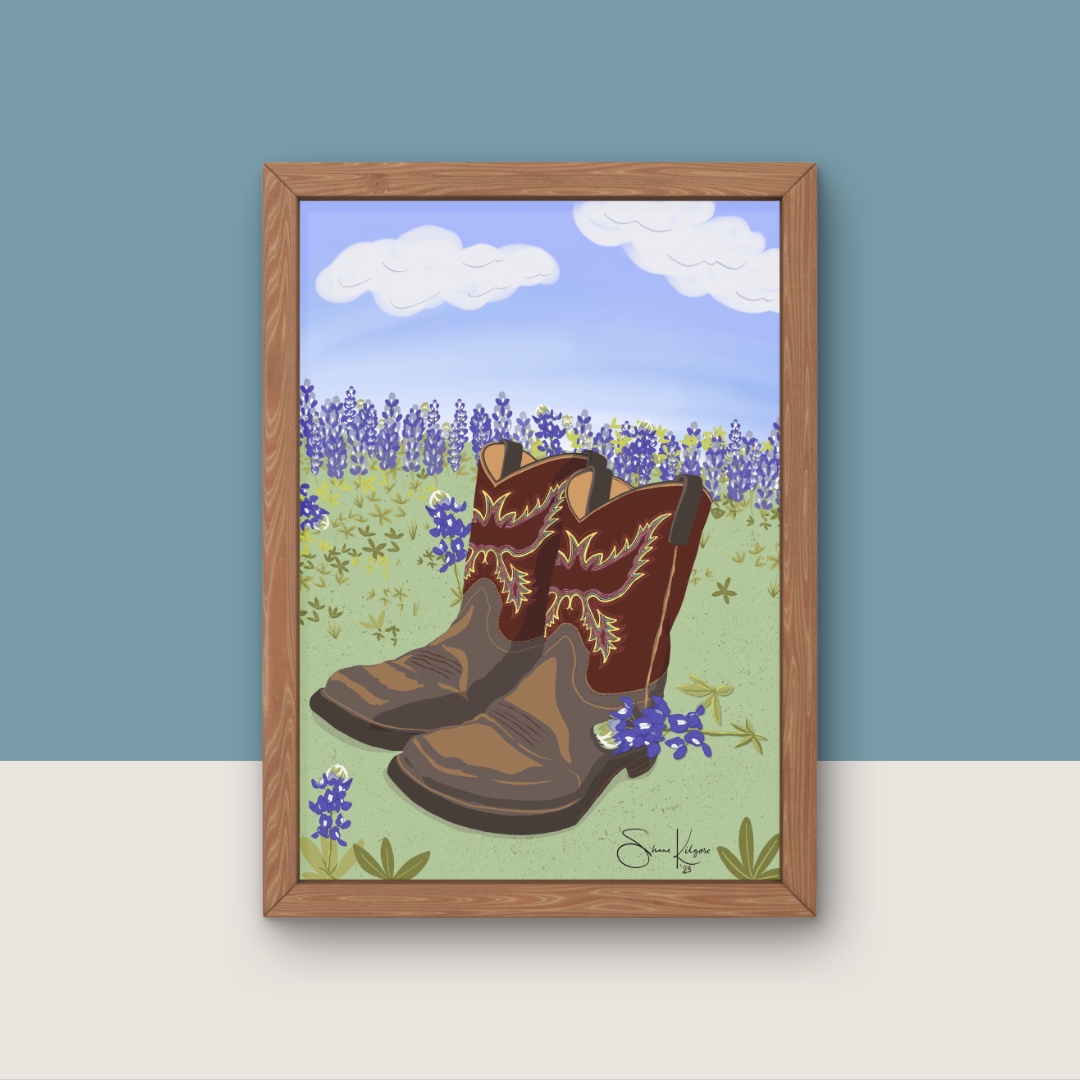 Boots in Bluebonnets - Digital